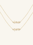 18k Gold Love Mom Ambigram Necklace
